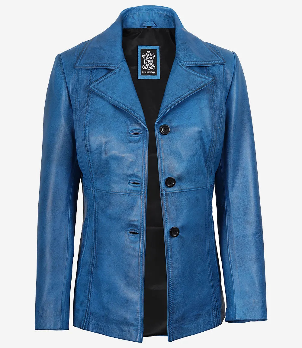 Manteau en cuir véritable pour femme