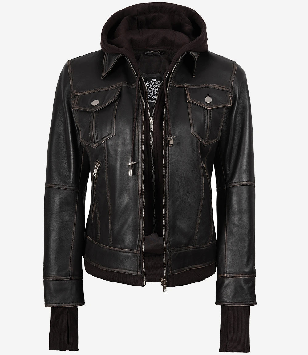 Veste en cuir pour femme