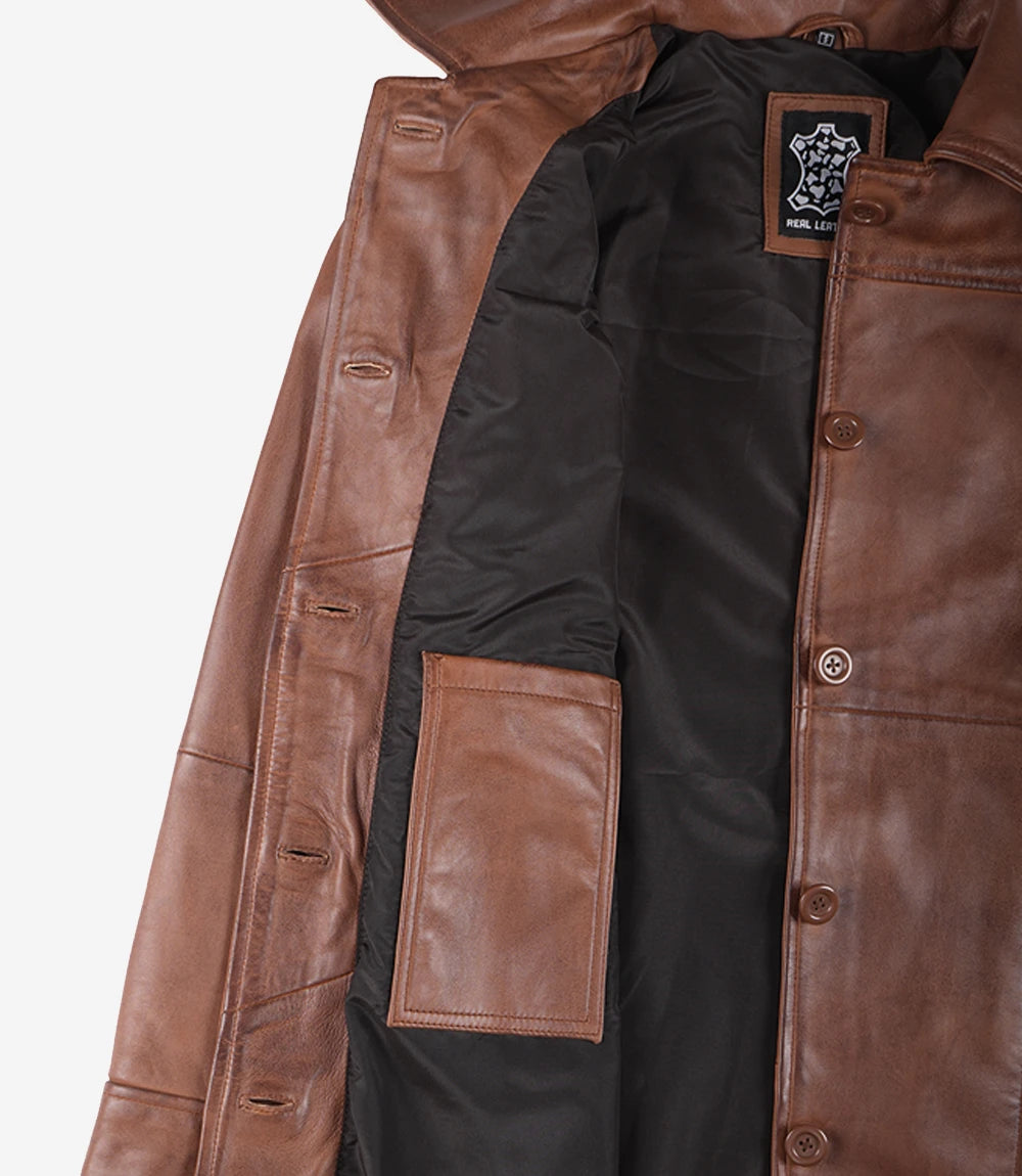 Manteau en cuir véritable pour femme