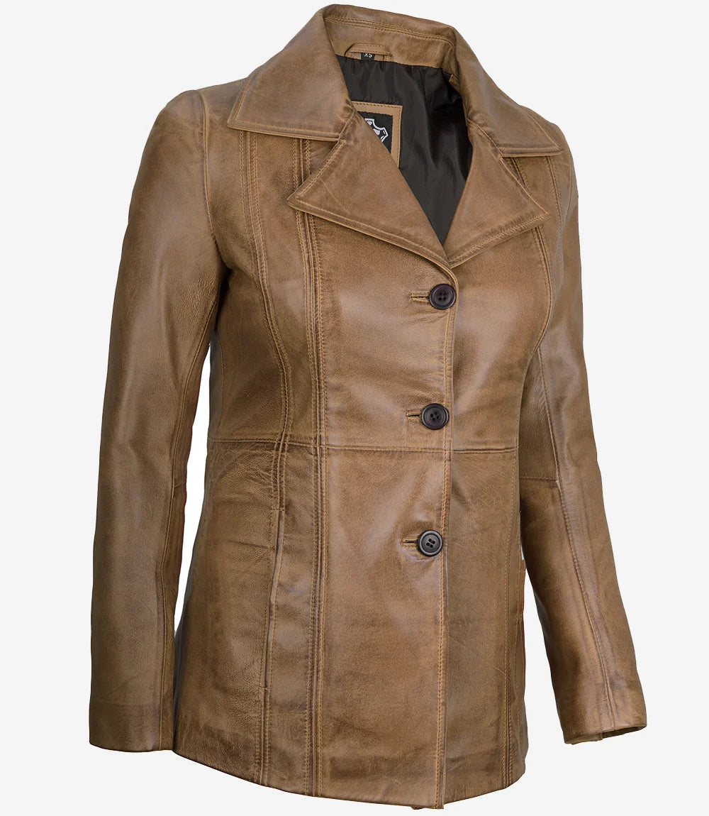 Blazer en cuir pour femme