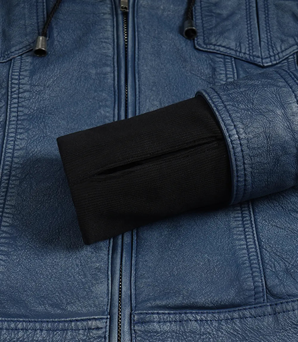 Femmes Bleu Denim Style Lavé Cuir Veste