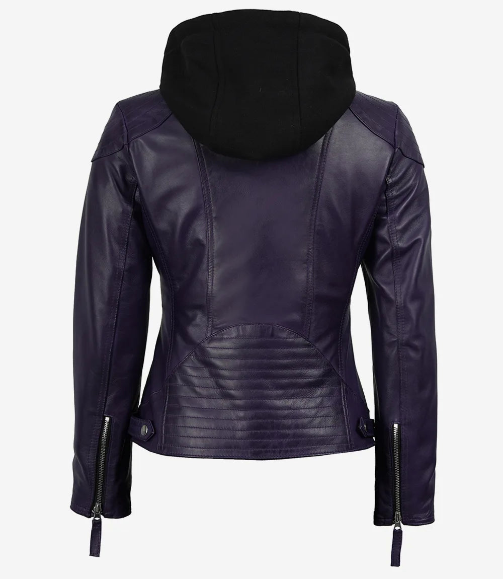 Femmes Cuir Veste Avec Amovible Capuche